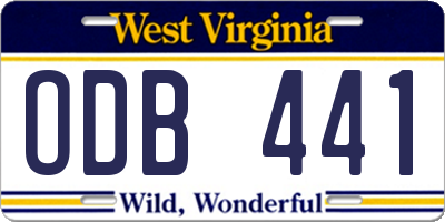 WV license plate ODB441