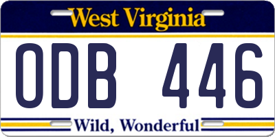 WV license plate ODB446