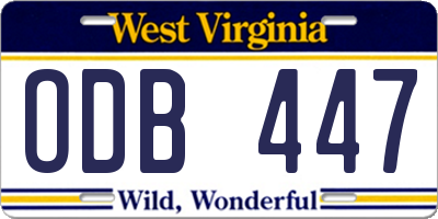 WV license plate ODB447