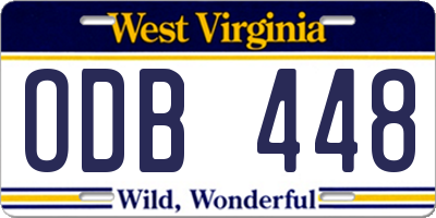 WV license plate ODB448