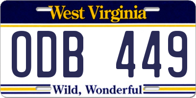 WV license plate ODB449
