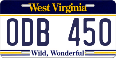 WV license plate ODB450