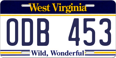 WV license plate ODB453