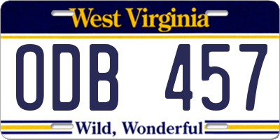 WV license plate ODB457