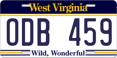 WV license plate ODB459