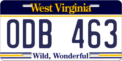 WV license plate ODB463