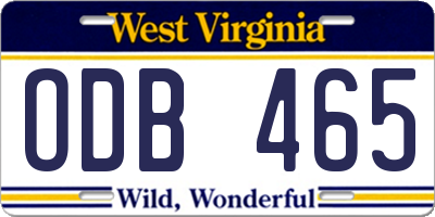 WV license plate ODB465