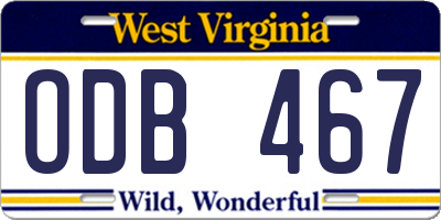 WV license plate ODB467