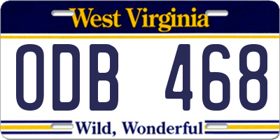WV license plate ODB468