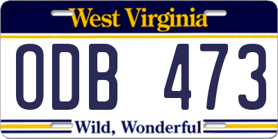 WV license plate ODB473