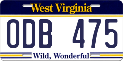 WV license plate ODB475