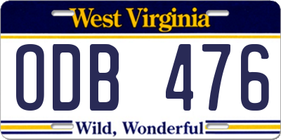 WV license plate ODB476