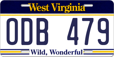 WV license plate ODB479