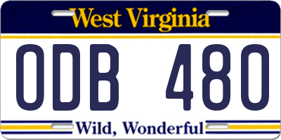 WV license plate ODB480