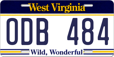 WV license plate ODB484
