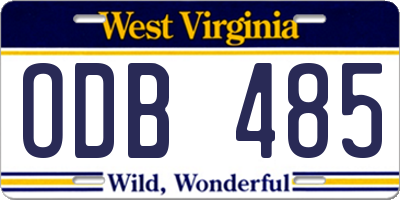 WV license plate ODB485