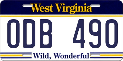 WV license plate ODB490