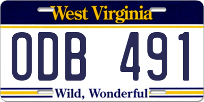WV license plate ODB491