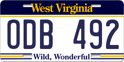 WV license plate ODB492