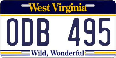 WV license plate ODB495