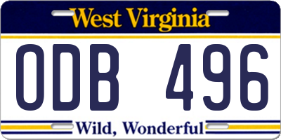 WV license plate ODB496