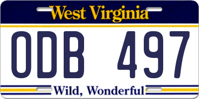 WV license plate ODB497