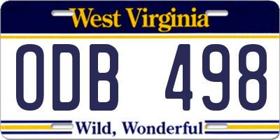 WV license plate ODB498