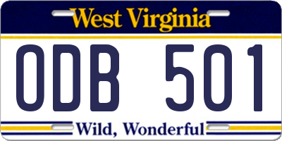 WV license plate ODB501