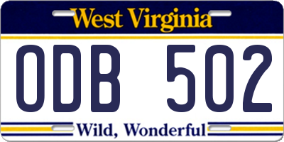 WV license plate ODB502