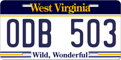 WV license plate ODB503
