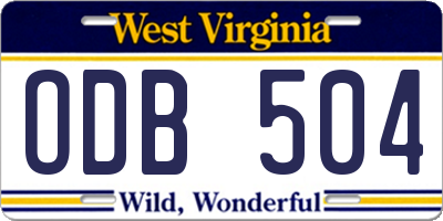 WV license plate ODB504