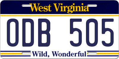 WV license plate ODB505