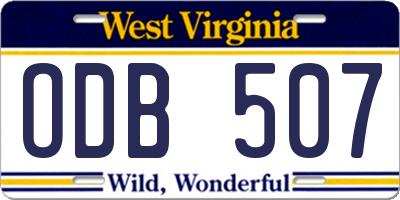 WV license plate ODB507