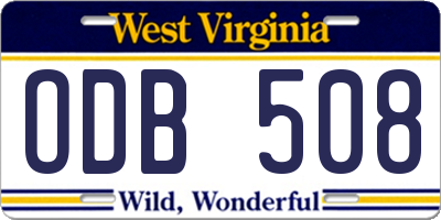 WV license plate ODB508