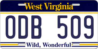 WV license plate ODB509