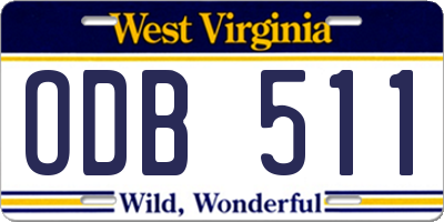 WV license plate ODB511