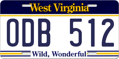 WV license plate ODB512