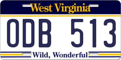WV license plate ODB513