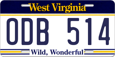 WV license plate ODB514