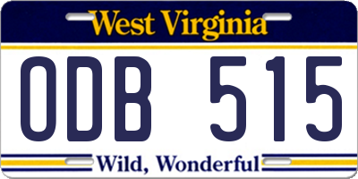 WV license plate ODB515