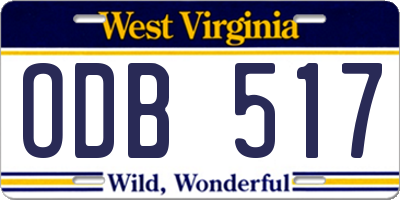 WV license plate ODB517