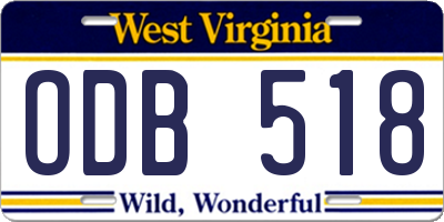 WV license plate ODB518