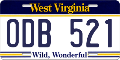 WV license plate ODB521