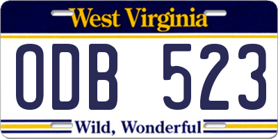 WV license plate ODB523
