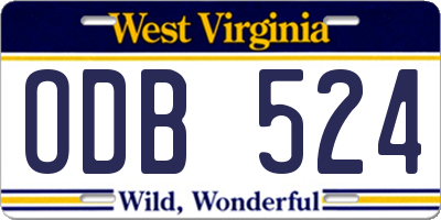 WV license plate ODB524