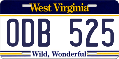 WV license plate ODB525