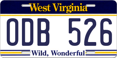 WV license plate ODB526