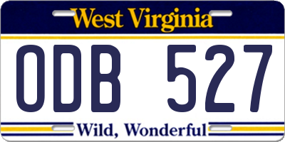 WV license plate ODB527