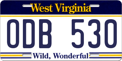 WV license plate ODB530