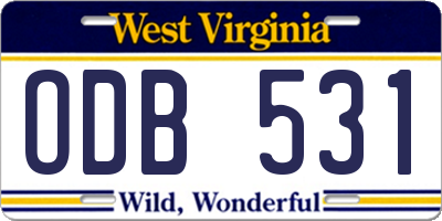 WV license plate ODB531
